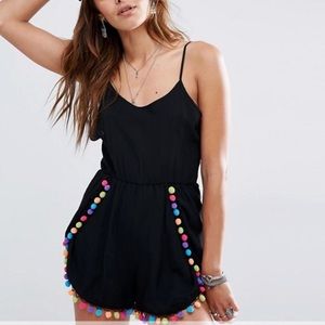 Liquor & Poker Multi Color Pom Pom Romper